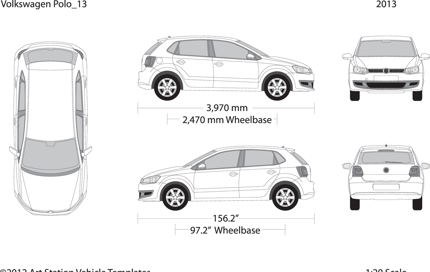 2013 Volkswagen Polo V13 Vehicle Wrap Template