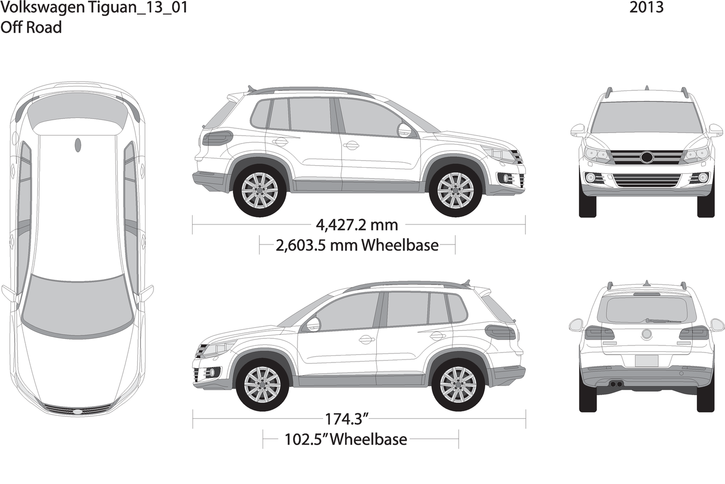 2013 Volkswagen Tiguan V13 Vehicle Wrap Template