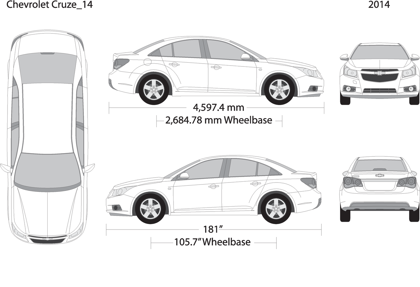2014 Chevy Cruze V14 Vehicle Wrap Template