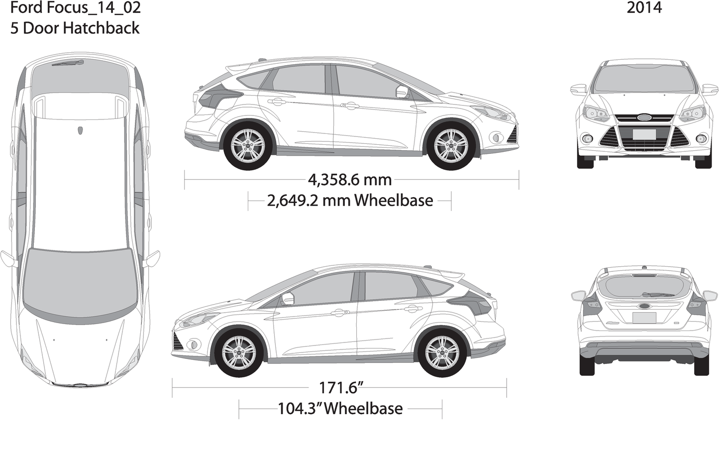 2014 Ford Focus V02 Vehicle Wrap Template