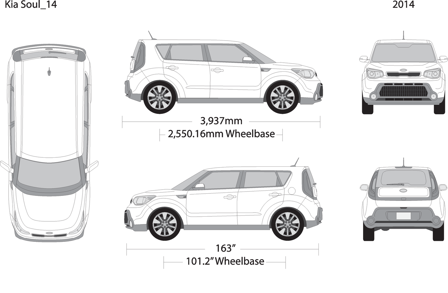 2014 Kia Soul V14 Vehicle Wrap Template