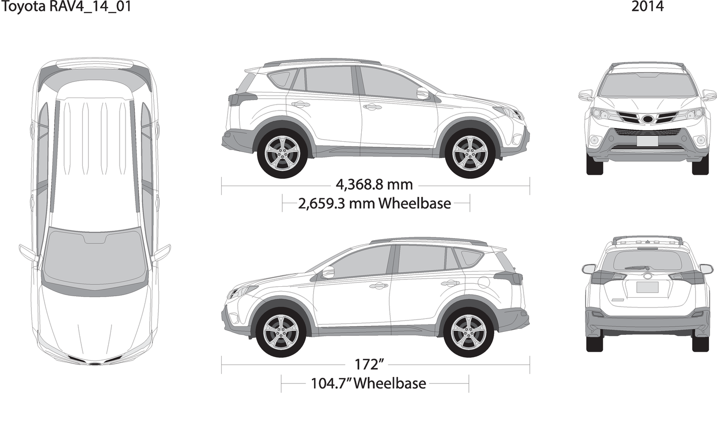 2014 Toyota Rav4 V14 Vehicle Wrap Template