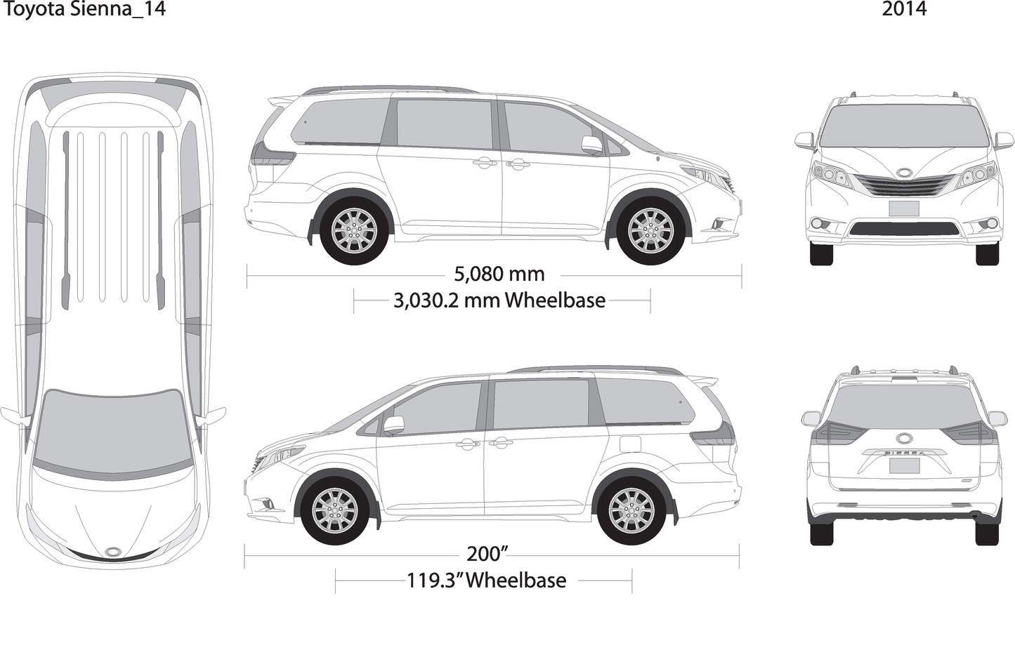 2014 Toyota Sienna V14 Vehicle Wrap Template
