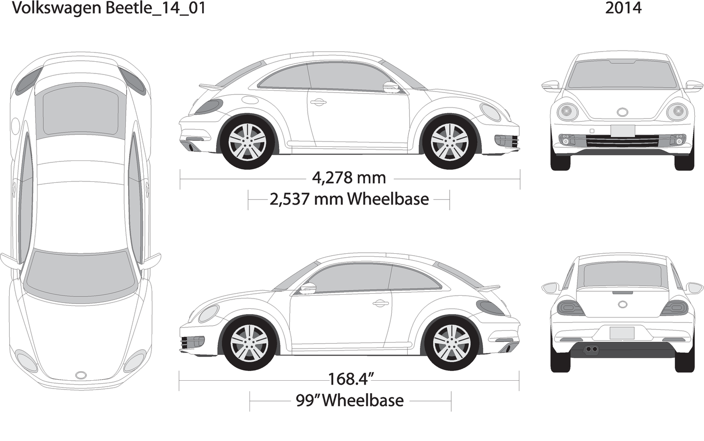 2014 Volkswagen Beetle V01 Vehicle Wrap Template