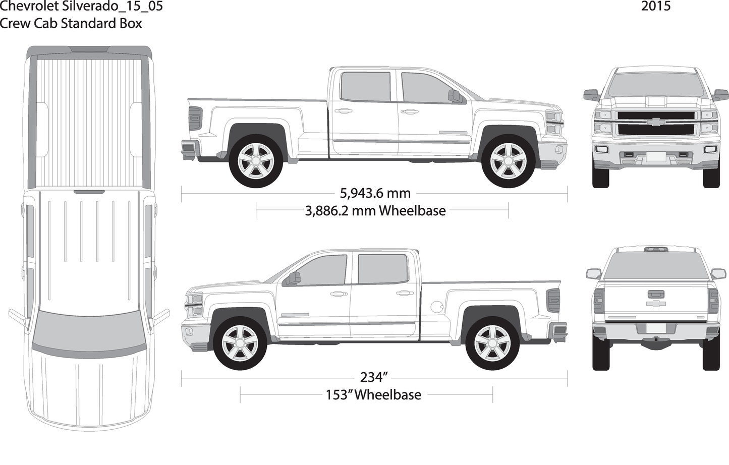 2015 Chevy Silverado 1500 V05 Vehicle Wrap Template