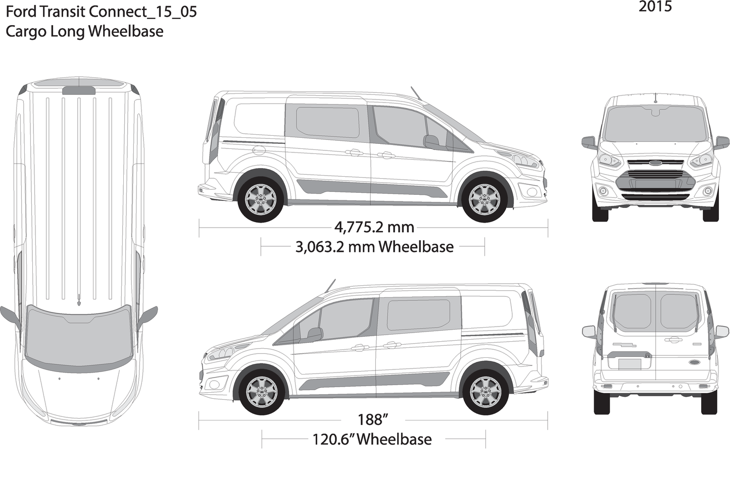 2015 Ford Transit Connect V05 Vehicle Wrap Template