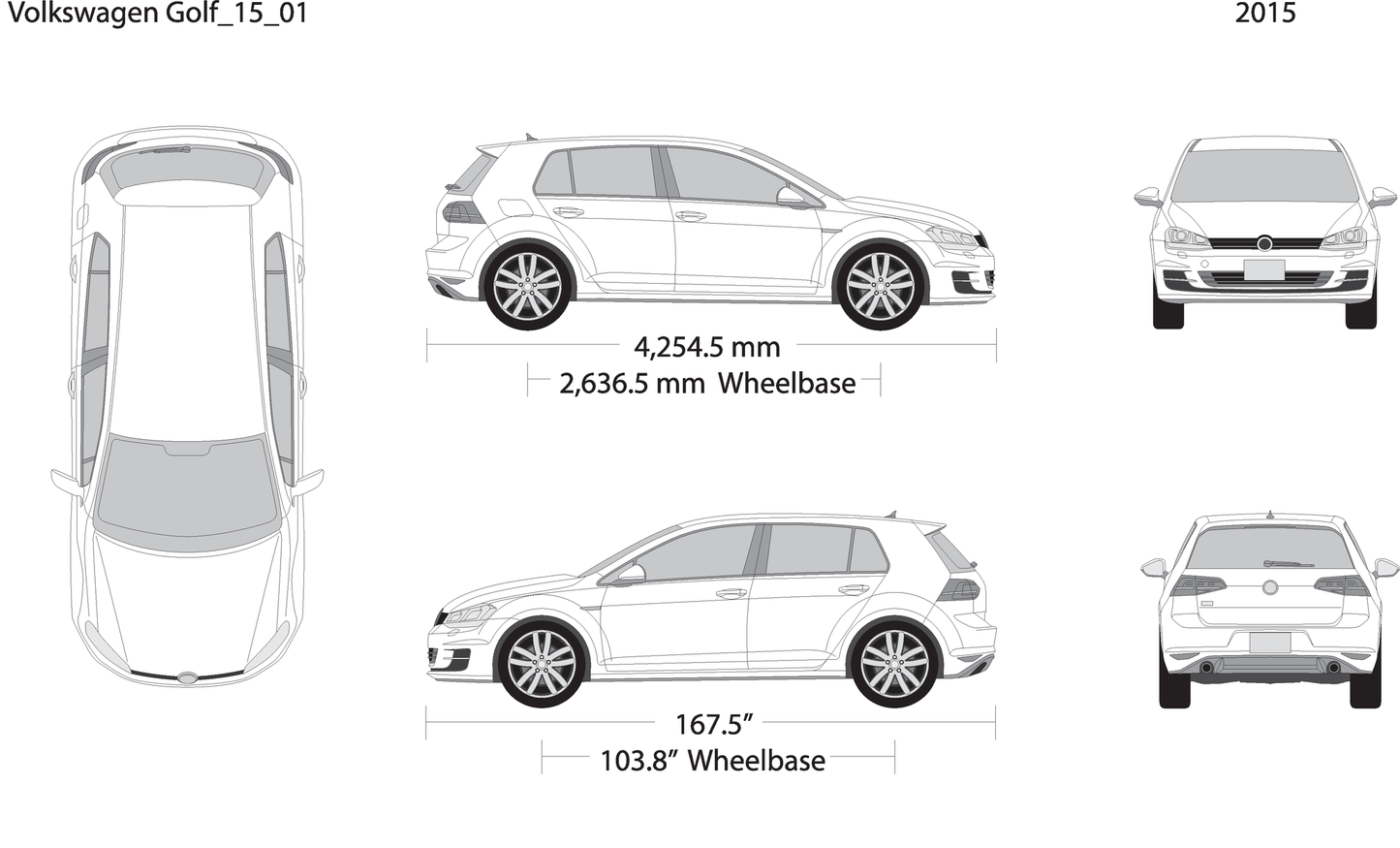 2015 Volkswagen Golf V01 Vehicle Wrap Template