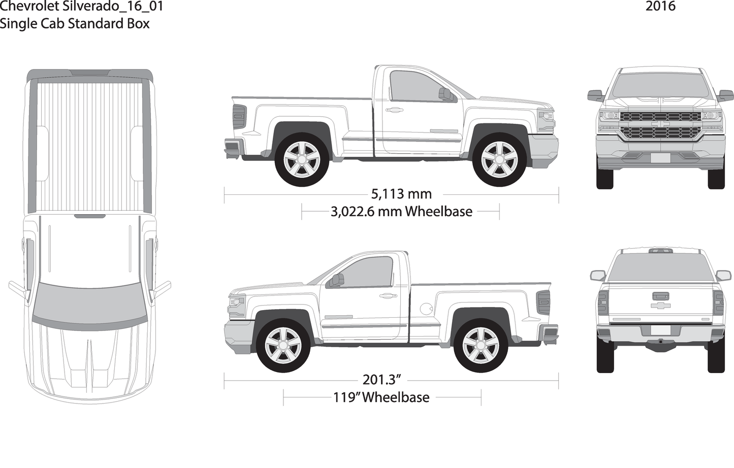 2016 Chevy Silverado 1500 V01 Vehicle Wrap Template