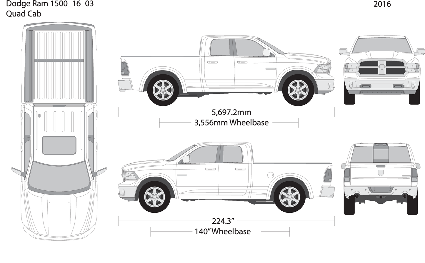 2016 Dodge Ram 1500 V03 Vehicle Wrap Template