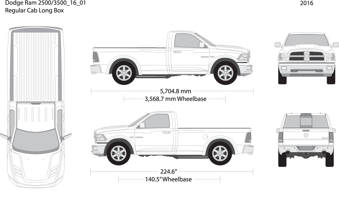 2016 Dodge Ram 2500 3500 V01 Vehicle Wrap Template