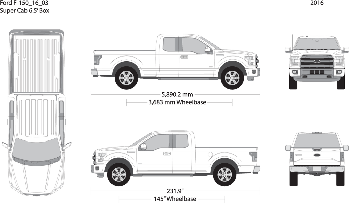 2016 Ford F 150 V03 Vehicle Wrap Template