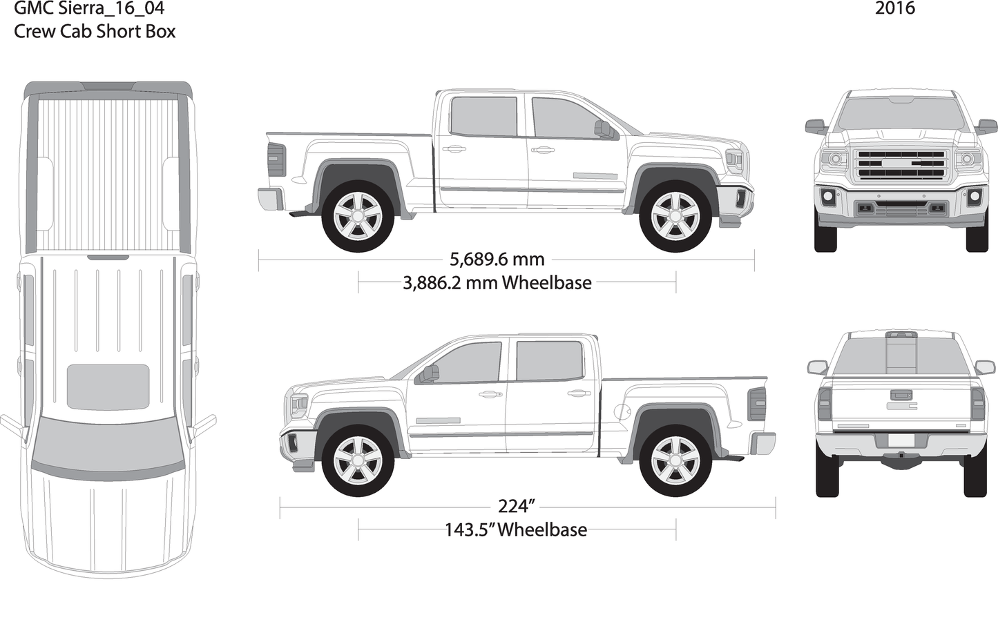 2016 Gmc Sierra 1500 V04 Vehicle Wrap Template