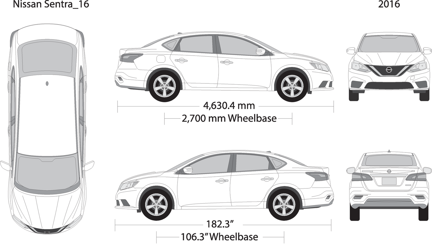 2016 Nissan Sentra V16 Vehicle Wrap Template