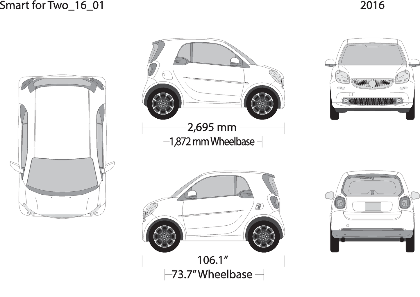 2016 Smart Fortwo V01 Vehicle Wrap Template