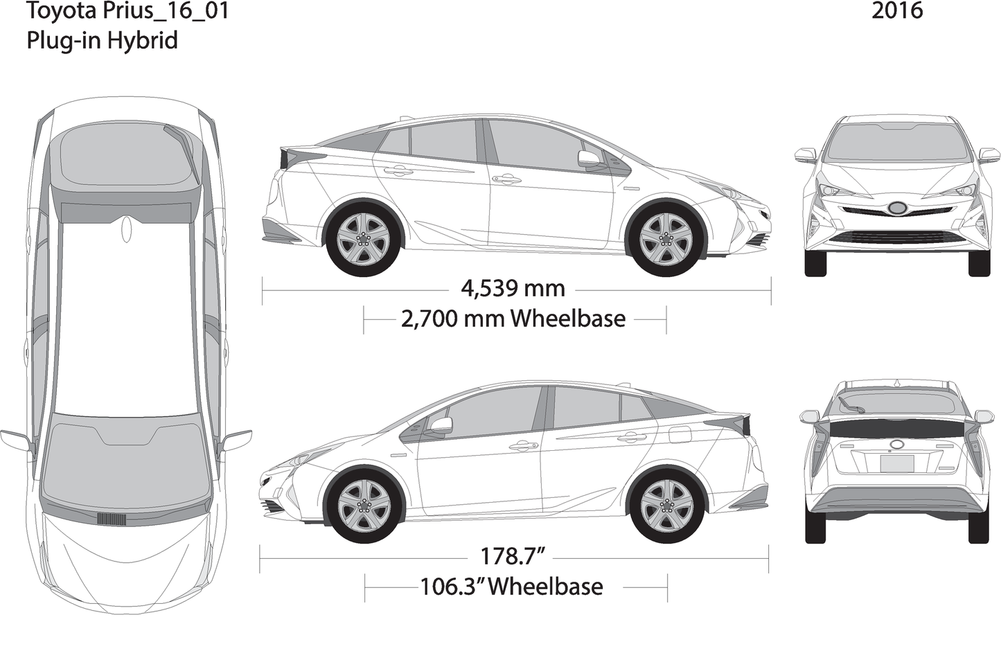2016 Toyota Prius V01 Vehicle Wrap Template