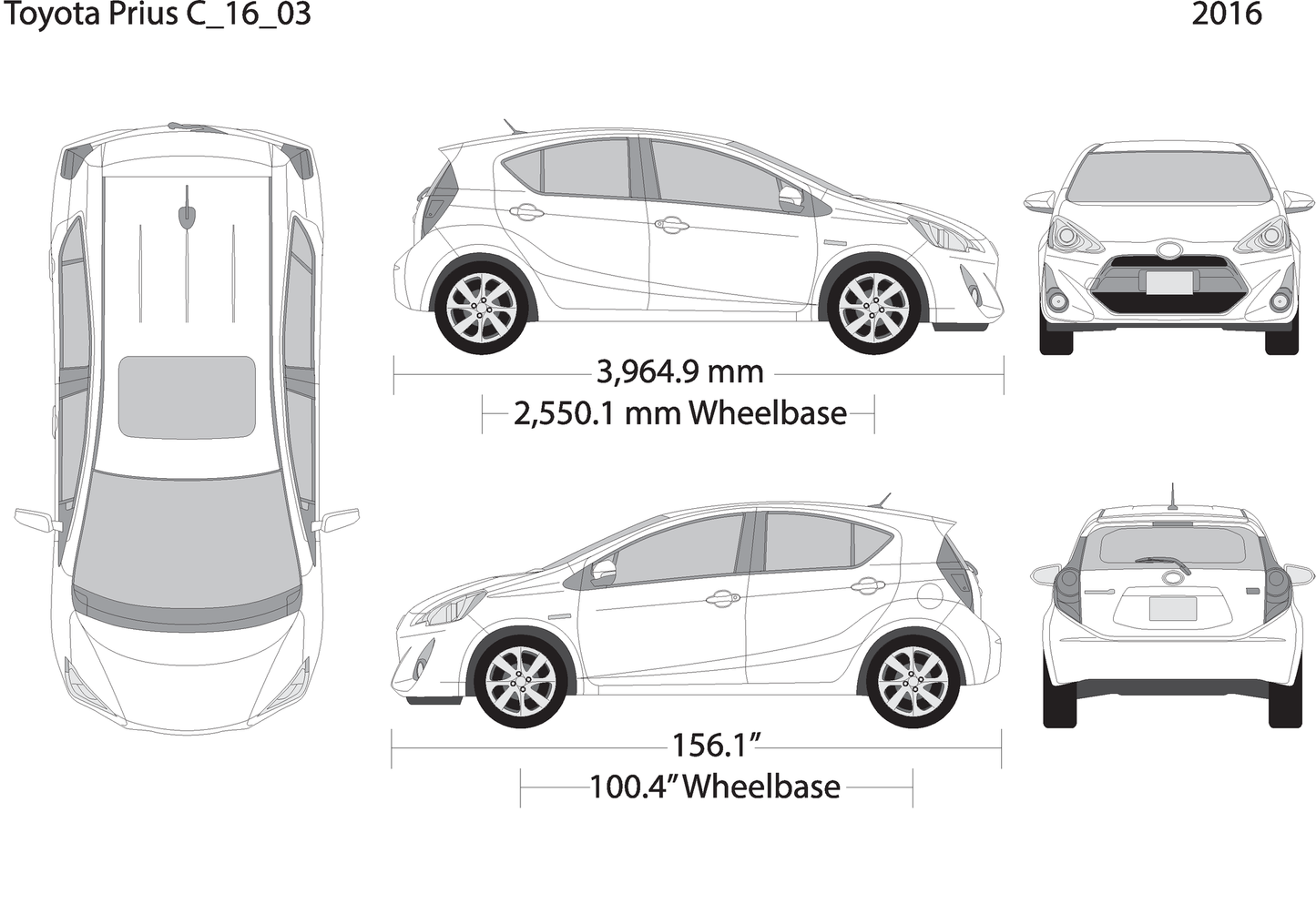 2016 Toyota Prius V03 Vehicle Wrap Template