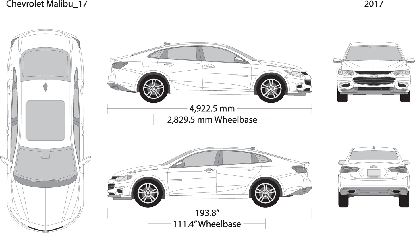 2017 Chevy Malibu V17 Vehicle Wrap Template