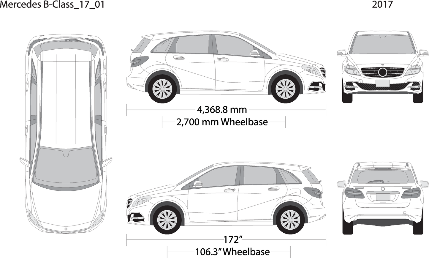 2017 Mercedes B Class V01 Vehicle Wrap Template