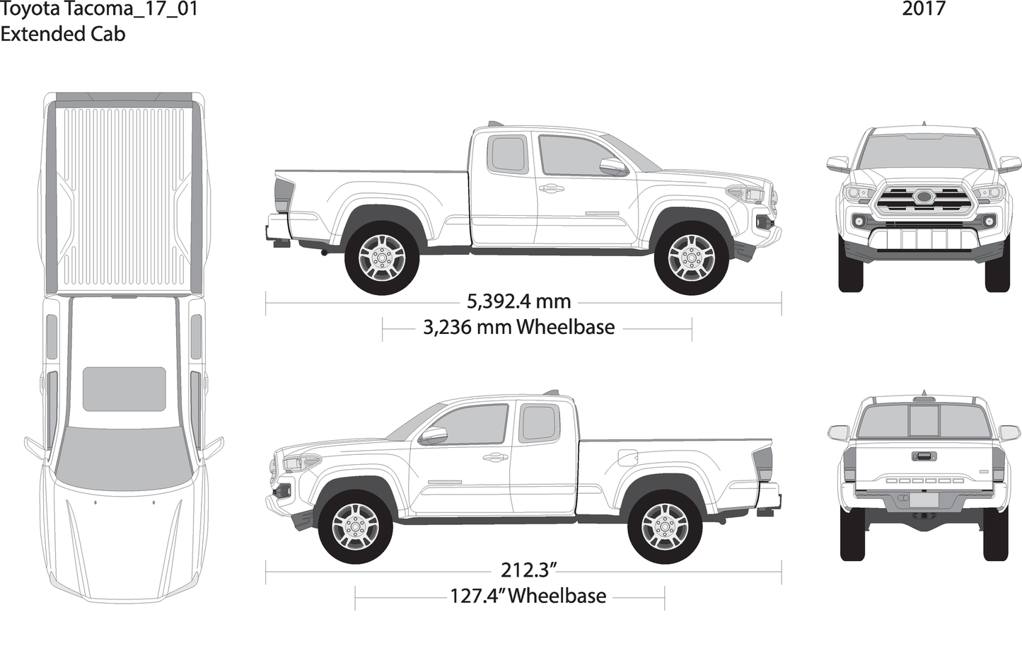 2017 Toyota Tacoma V01 Vehicle Wrap Template