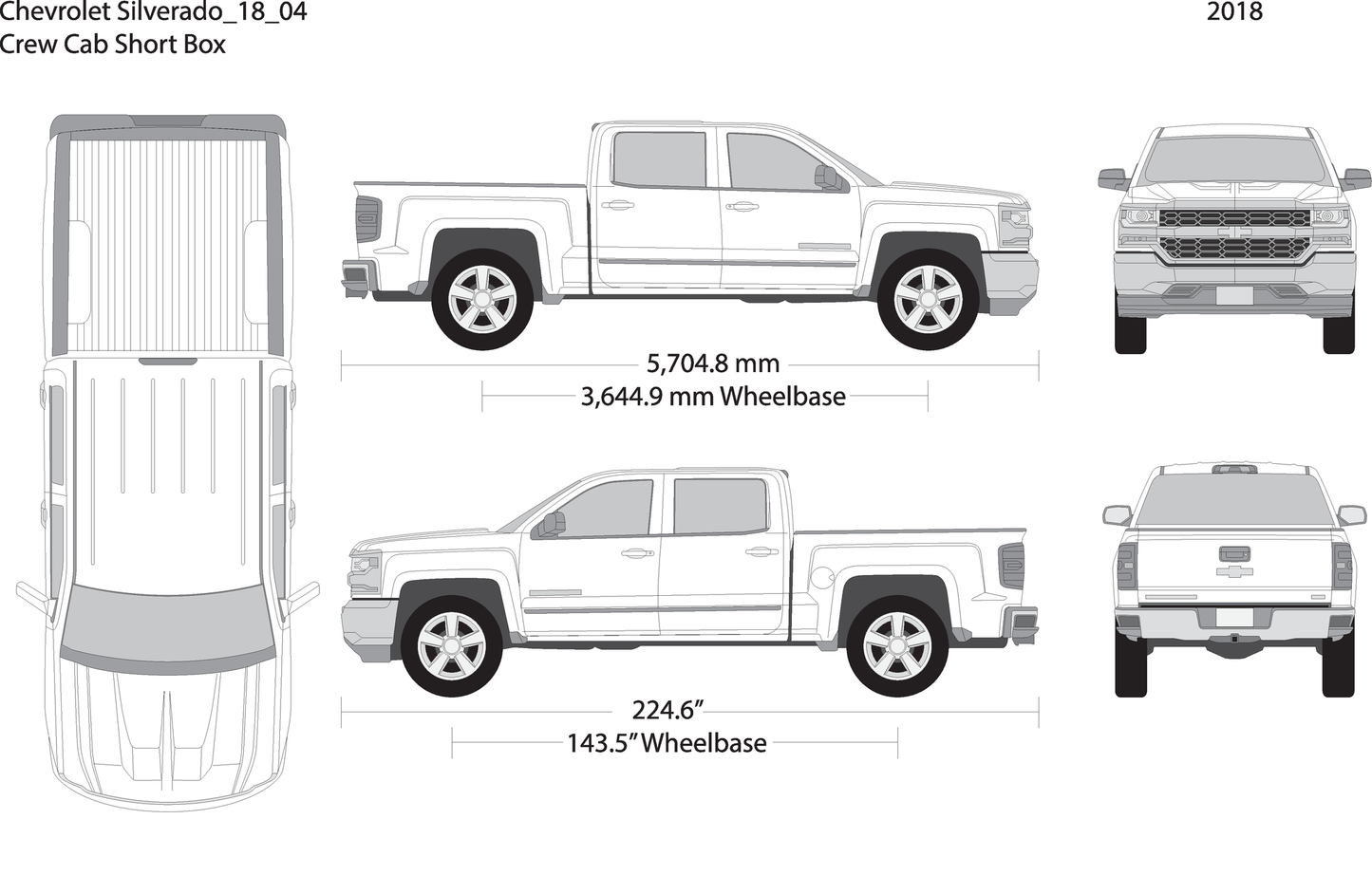 2018 Chevy Silverado 1500 V04 Vehicle Wrap Template
