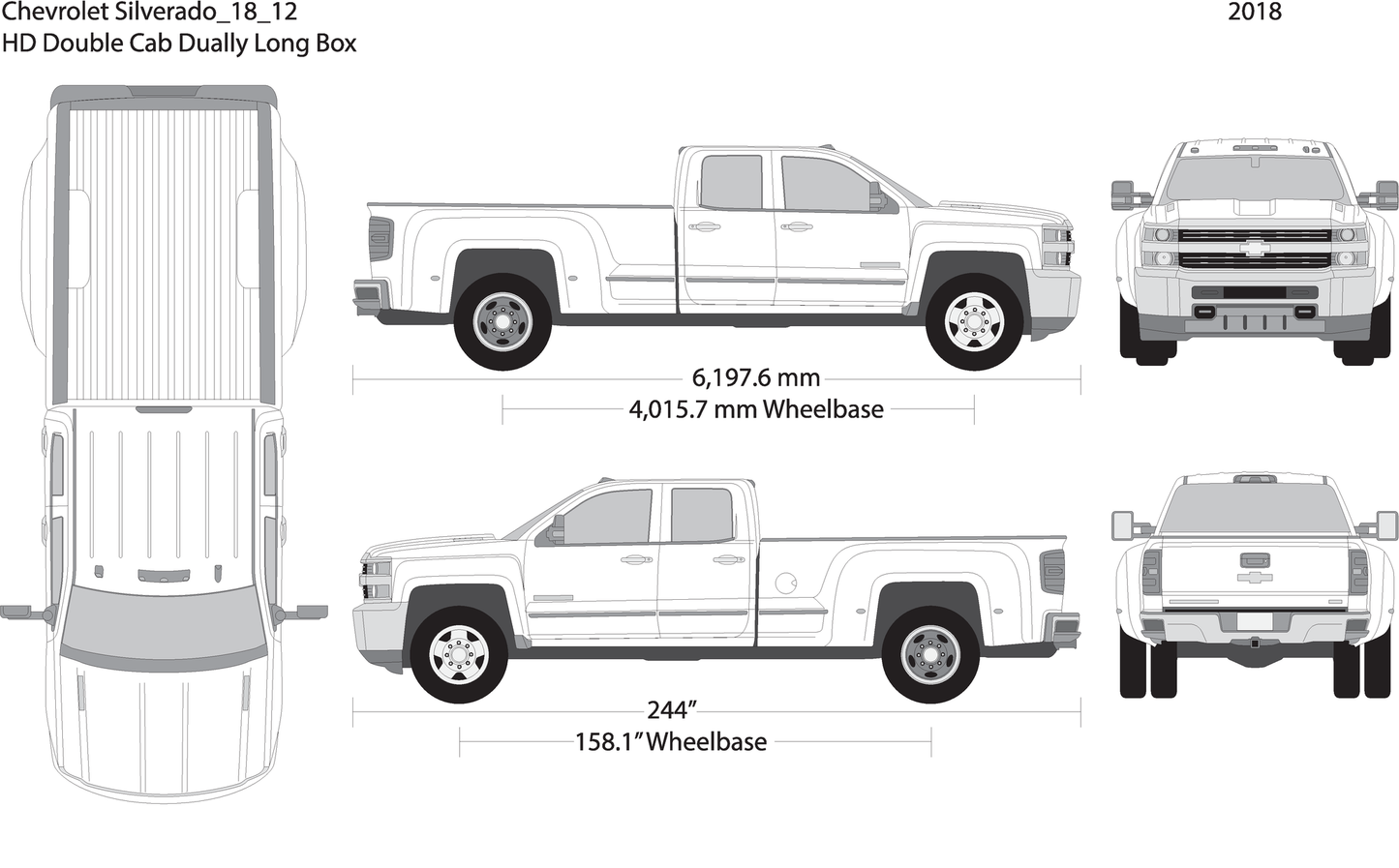 2018 Chevy Silverado 2500 3500 Hd V12 Vehicle Wrap Template