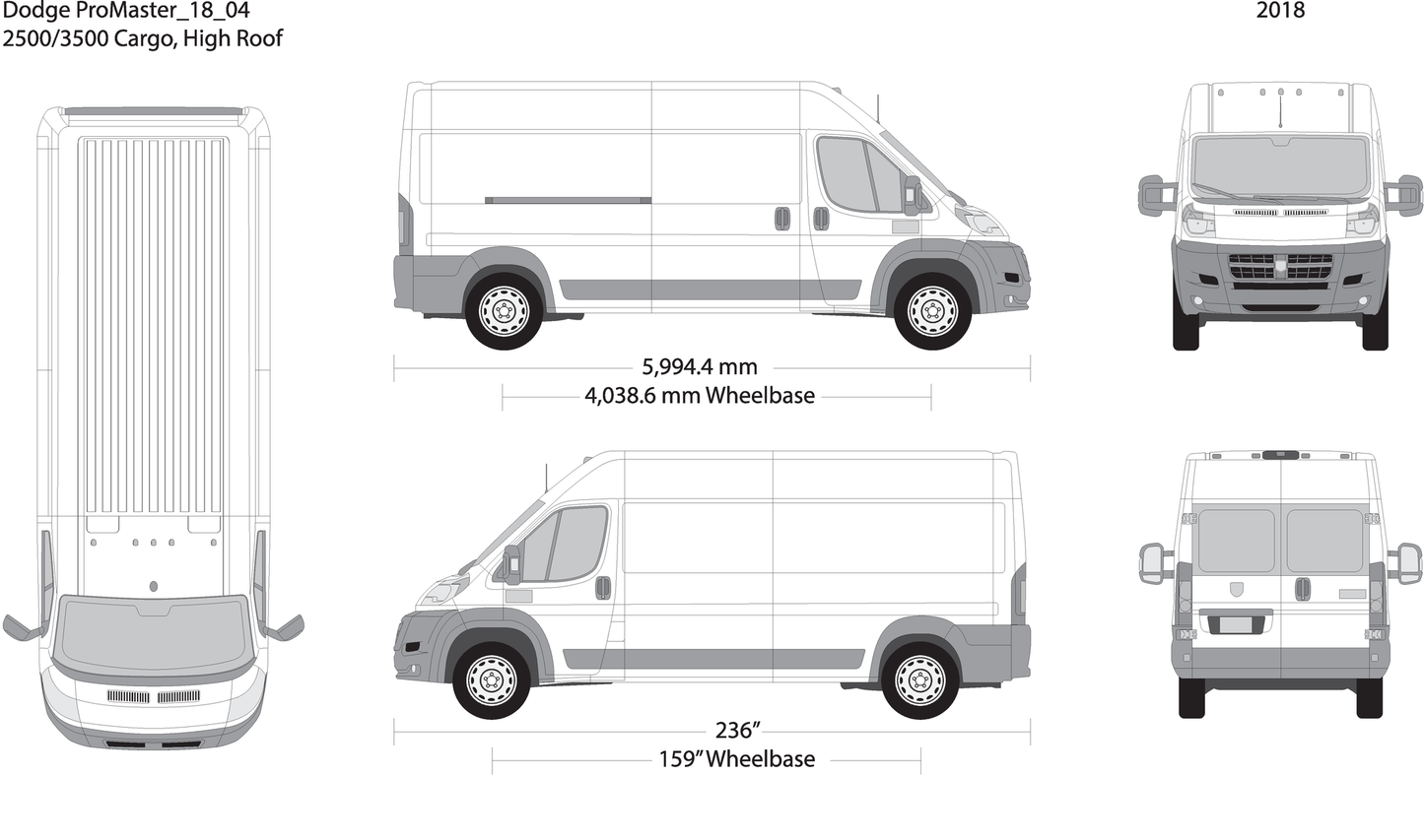 2018 Dodge Promaster V04 Vehicle Wrap Template