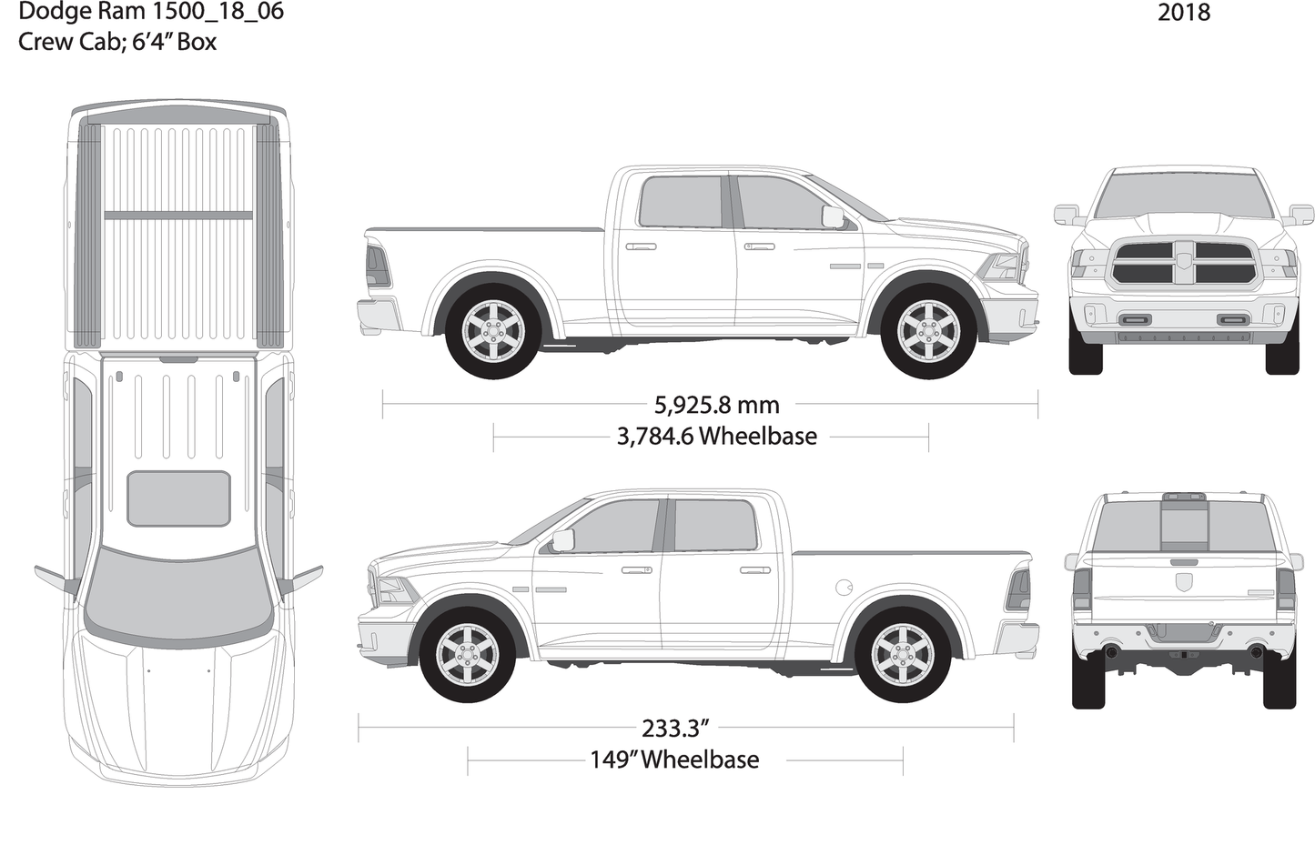 2018 Dodge Ram 1500 V06 Vehicle Wrap Template