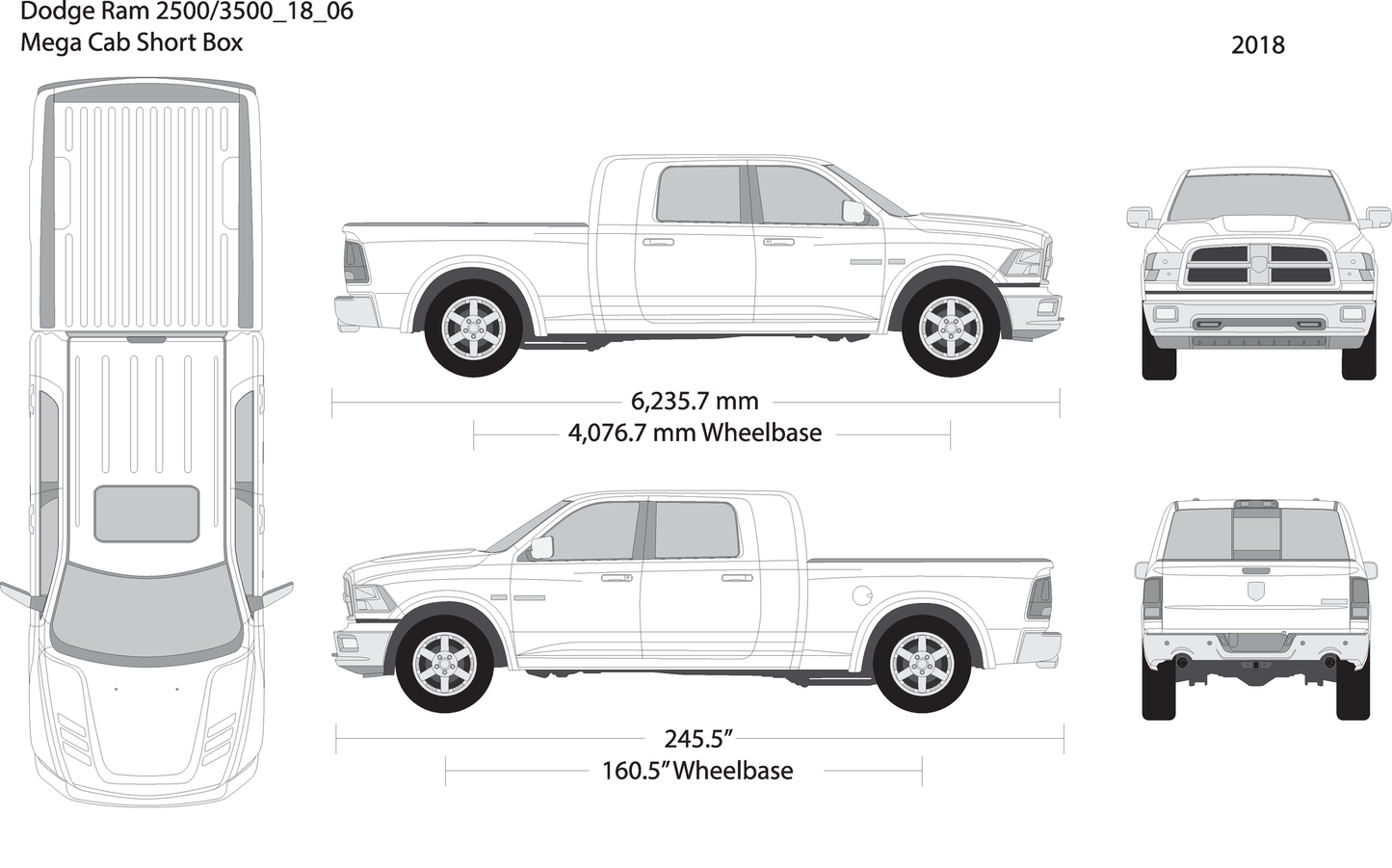 2018 Dodge Ram 2500 3500 V06 Vehicle Wrap Template