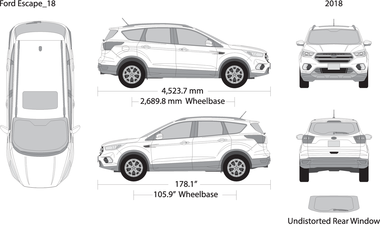 2018 Ford Escape V18 Vehicle Wrap Template