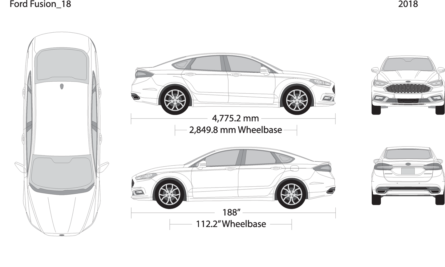 2018 Ford Fusion V18 Vehicle Wrap Template