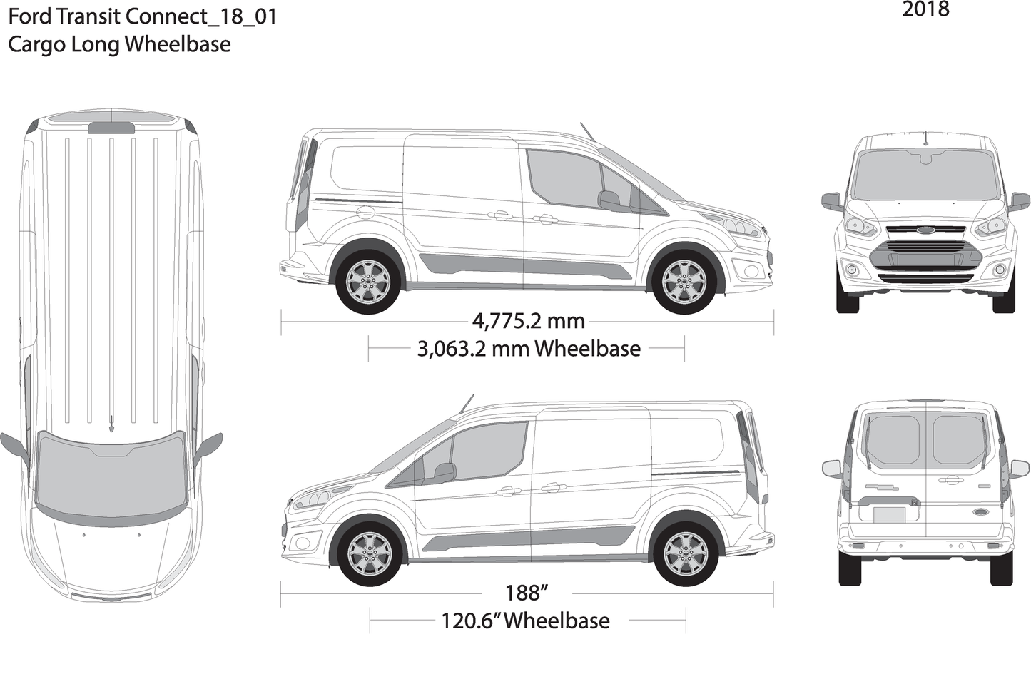 2018 Ford Transit Connect V01 Vehicle Wrap Template