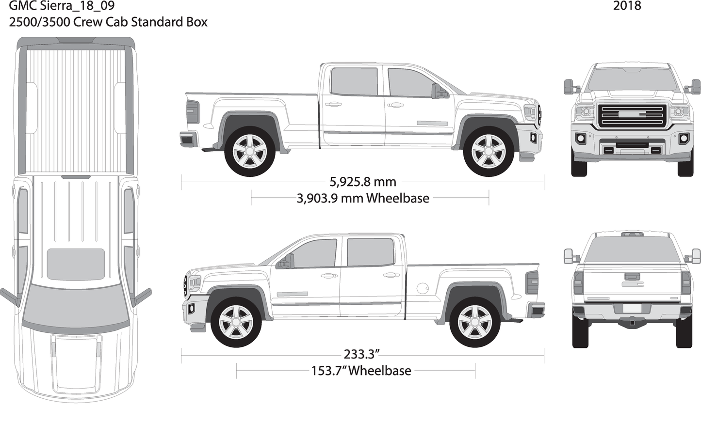 2018 Gmc Sierra 2500 3500 Hd V09 Vehicle Wrap Template