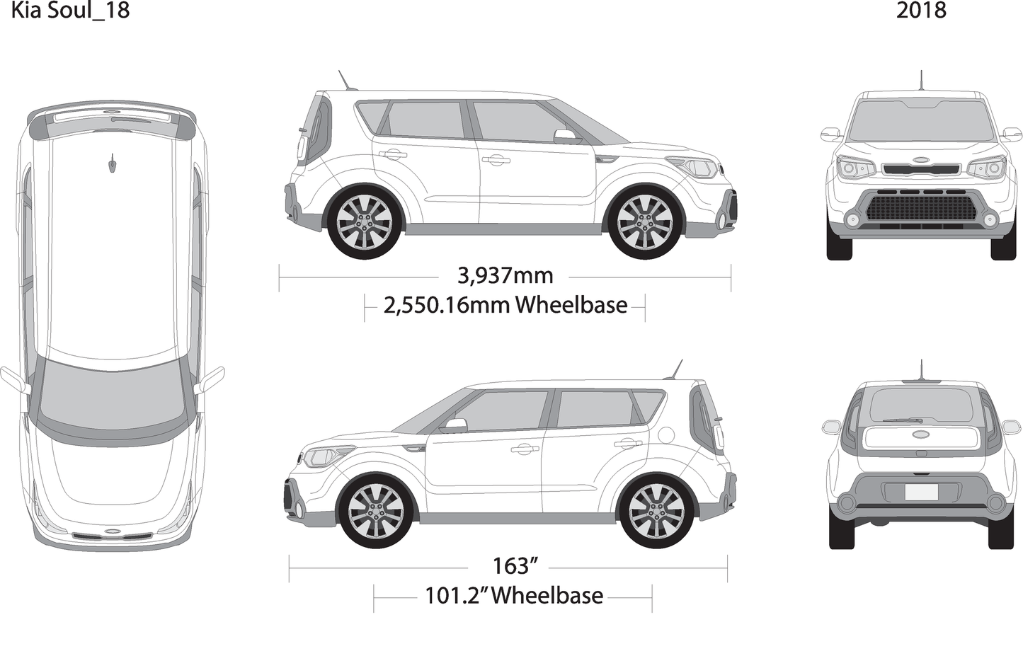 2018 Kia Soul V18 Vehicle Wrap Template