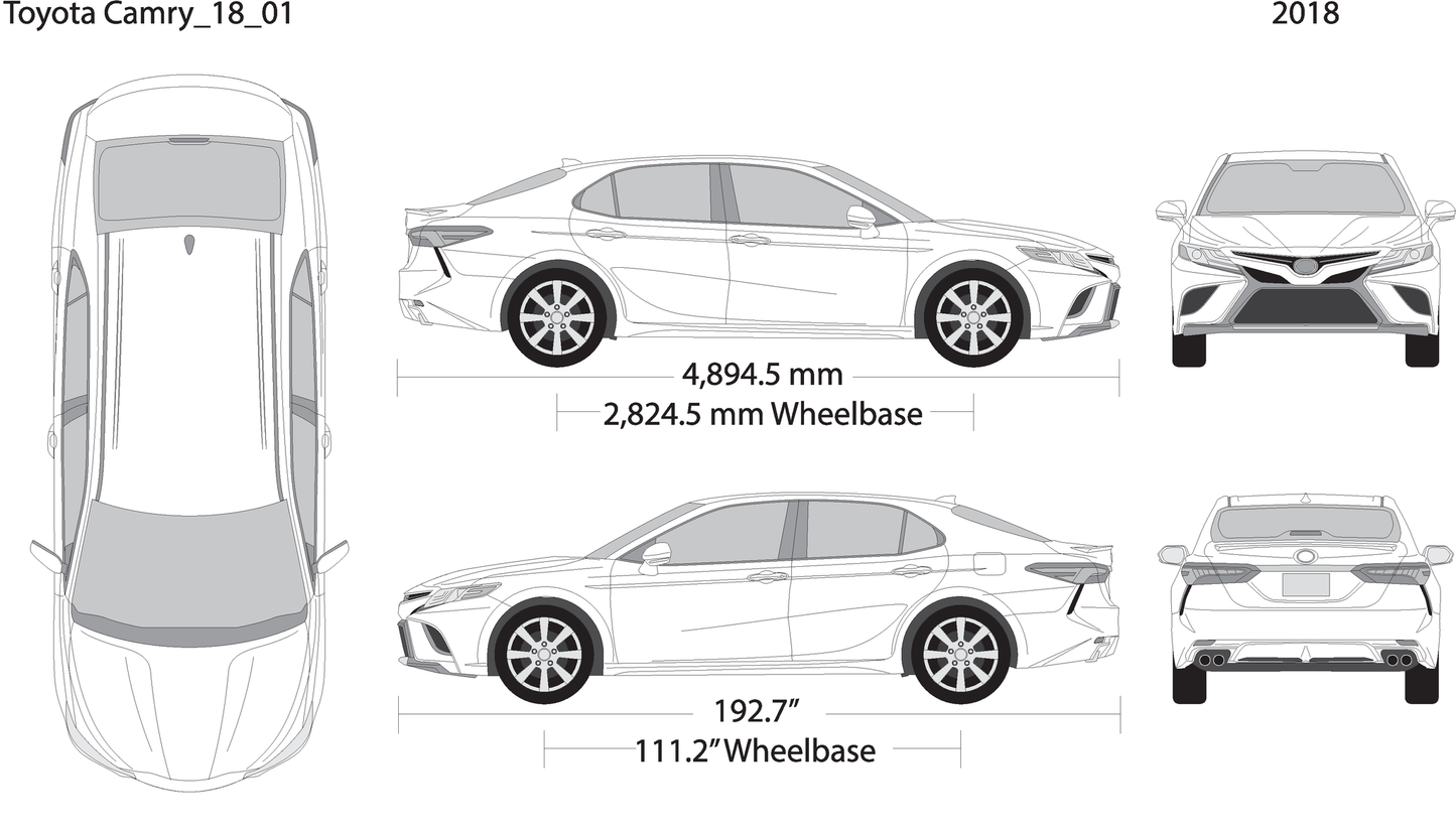 2018 Toyota Camry V01 Vehicle Wrap Template