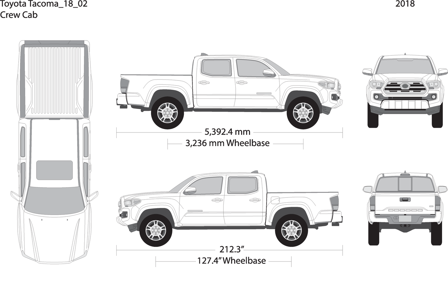 2018 Toyota Tacoma V02 Vehicle Wrap Template