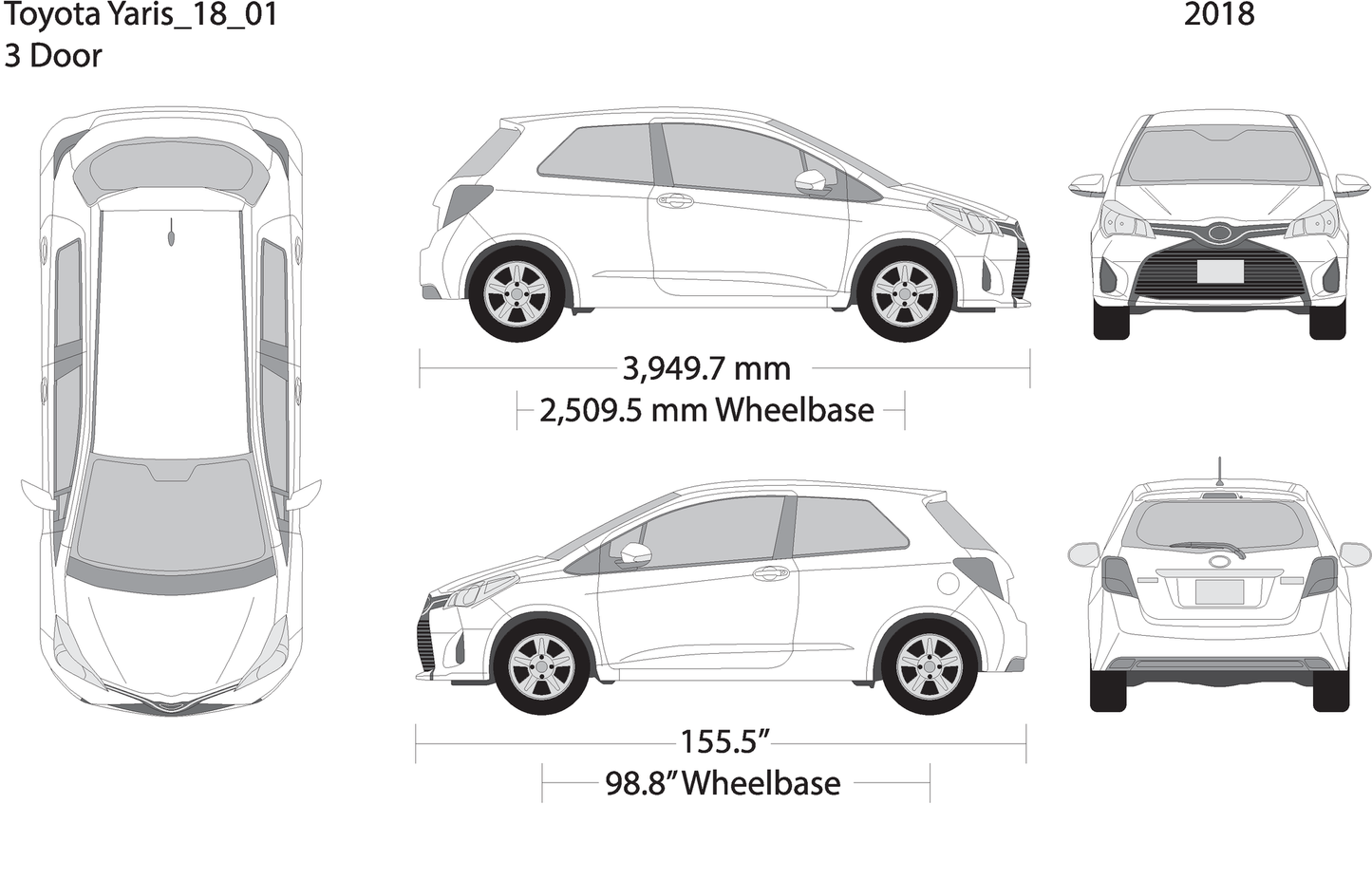 2018 Toyota Yaris V01 Vehicle Wrap Template