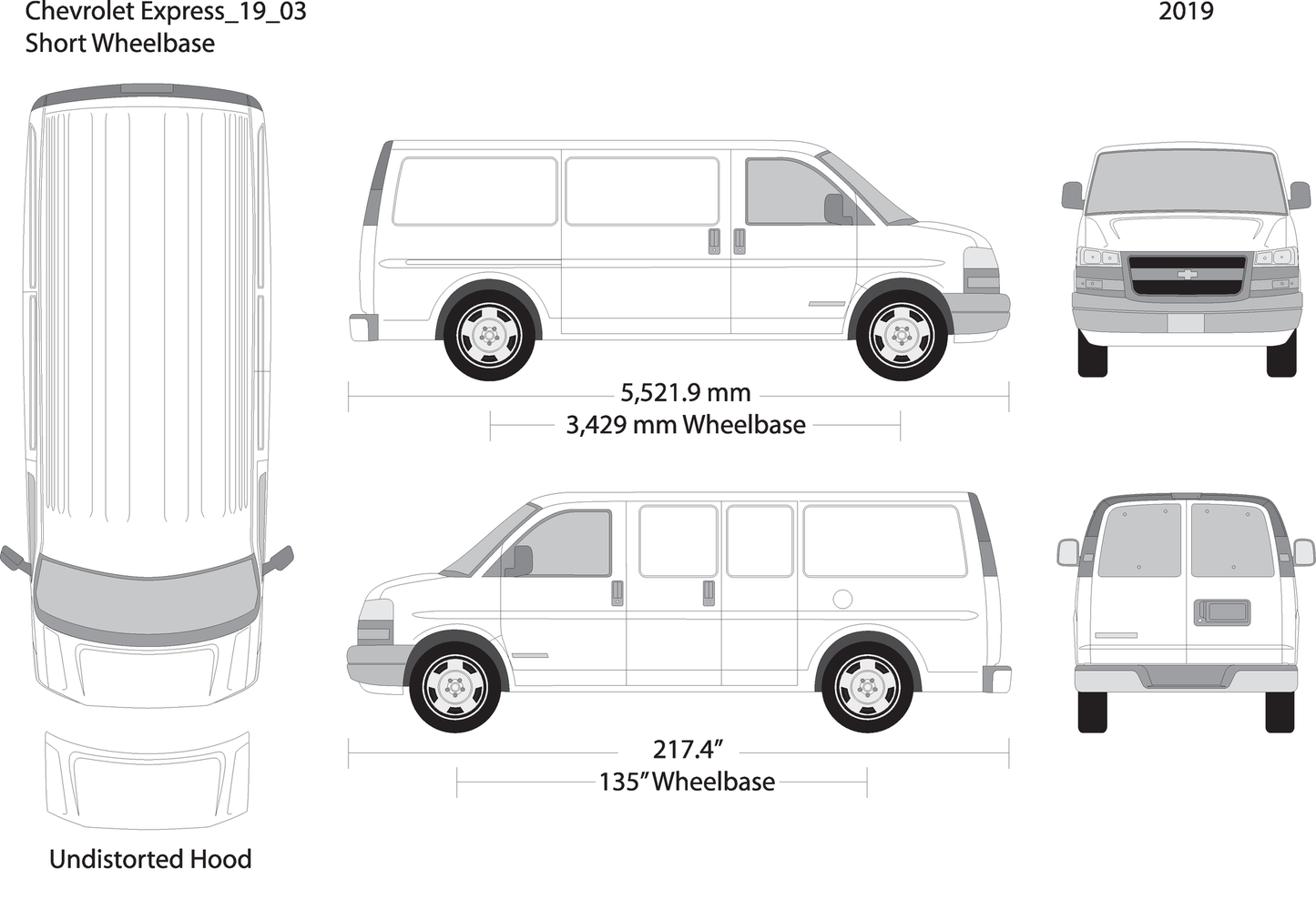 2019 Chevy Express V03 Vehicle Wrap Template