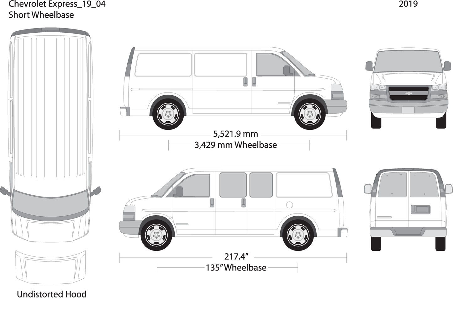 2019 Chevy Express V04 Vehicle Wrap Template