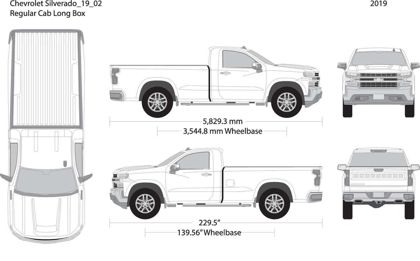 2019 Chevy Silverado 1500 V02 Vehicle Wrap Template