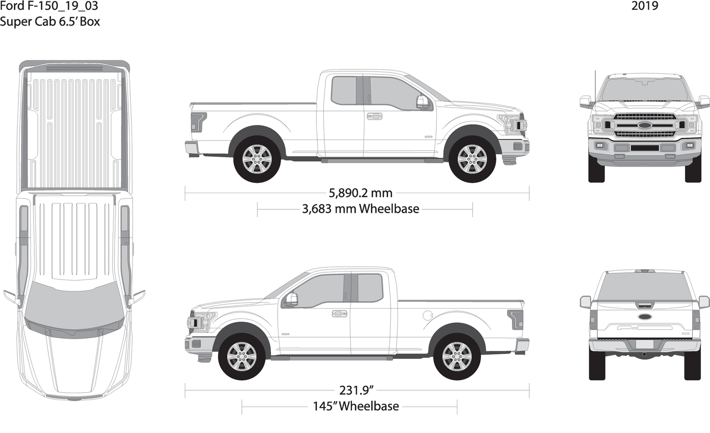 2019 Ford F 150 V03 Vehicle Wrap Template