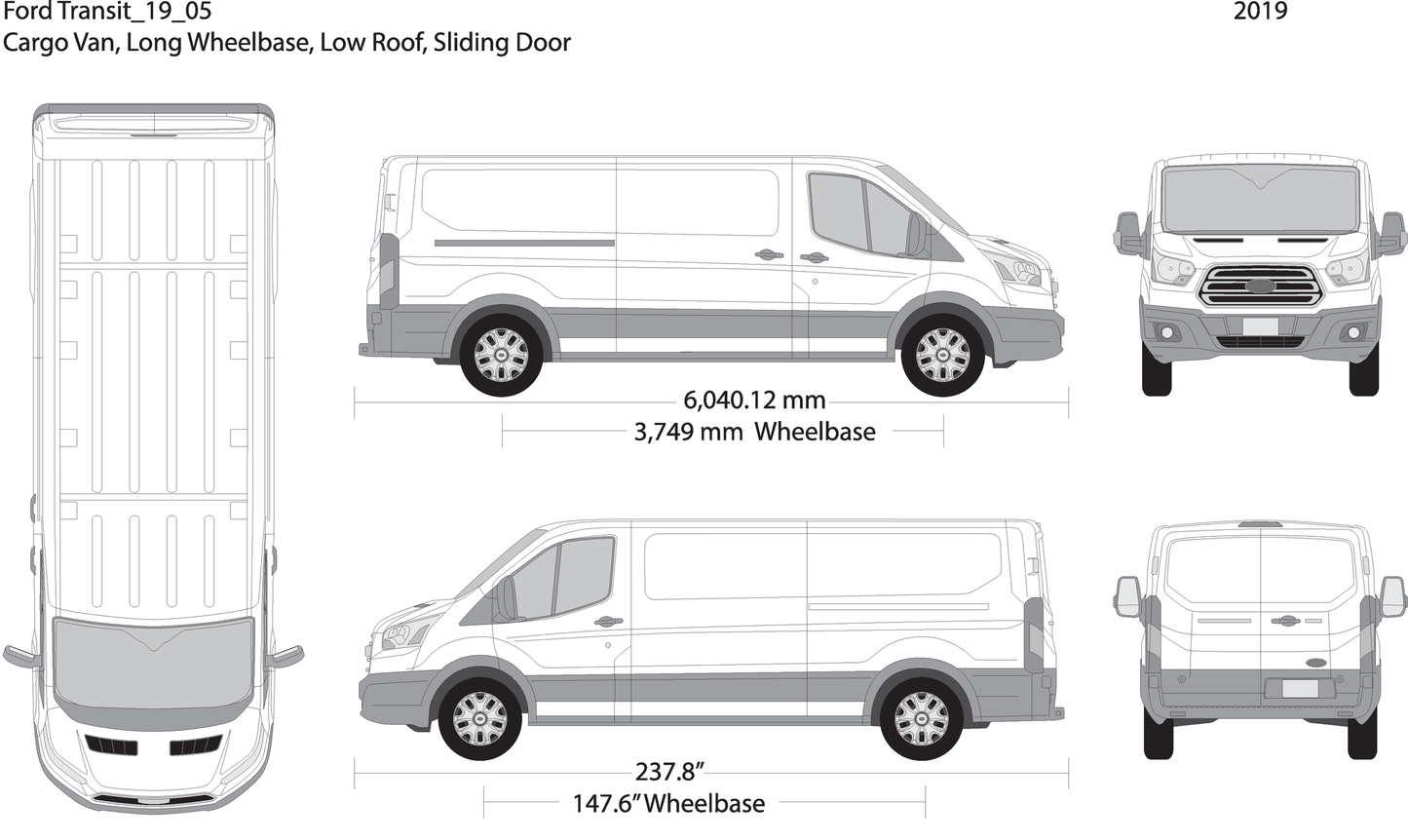 2019 Ford Transit Sliding Door V05 Vehicle Wrap Template