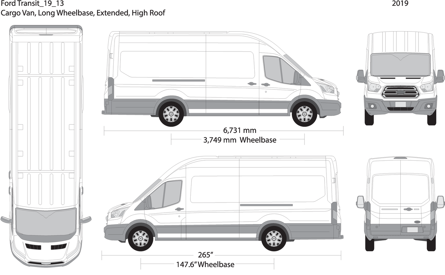 2019 Ford Transit Sliding Door V13 Vehicle Wrap Template