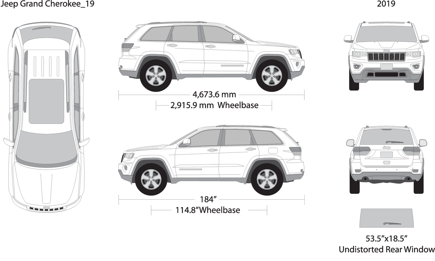 2019 Jeep Grand Cherokee V19 Vehicle Wrap Template