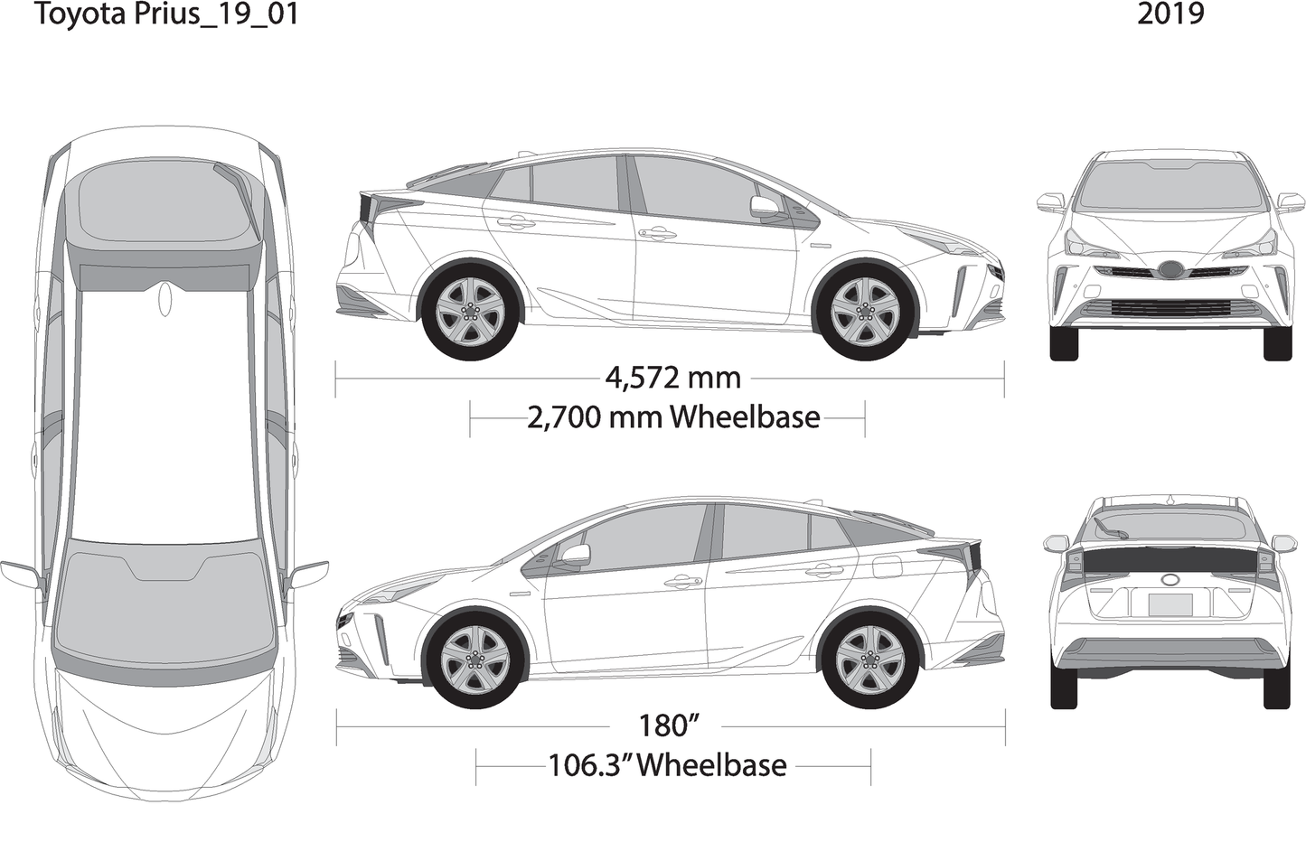 2019 Toyota Prius V01 Vehicle Wrap Template