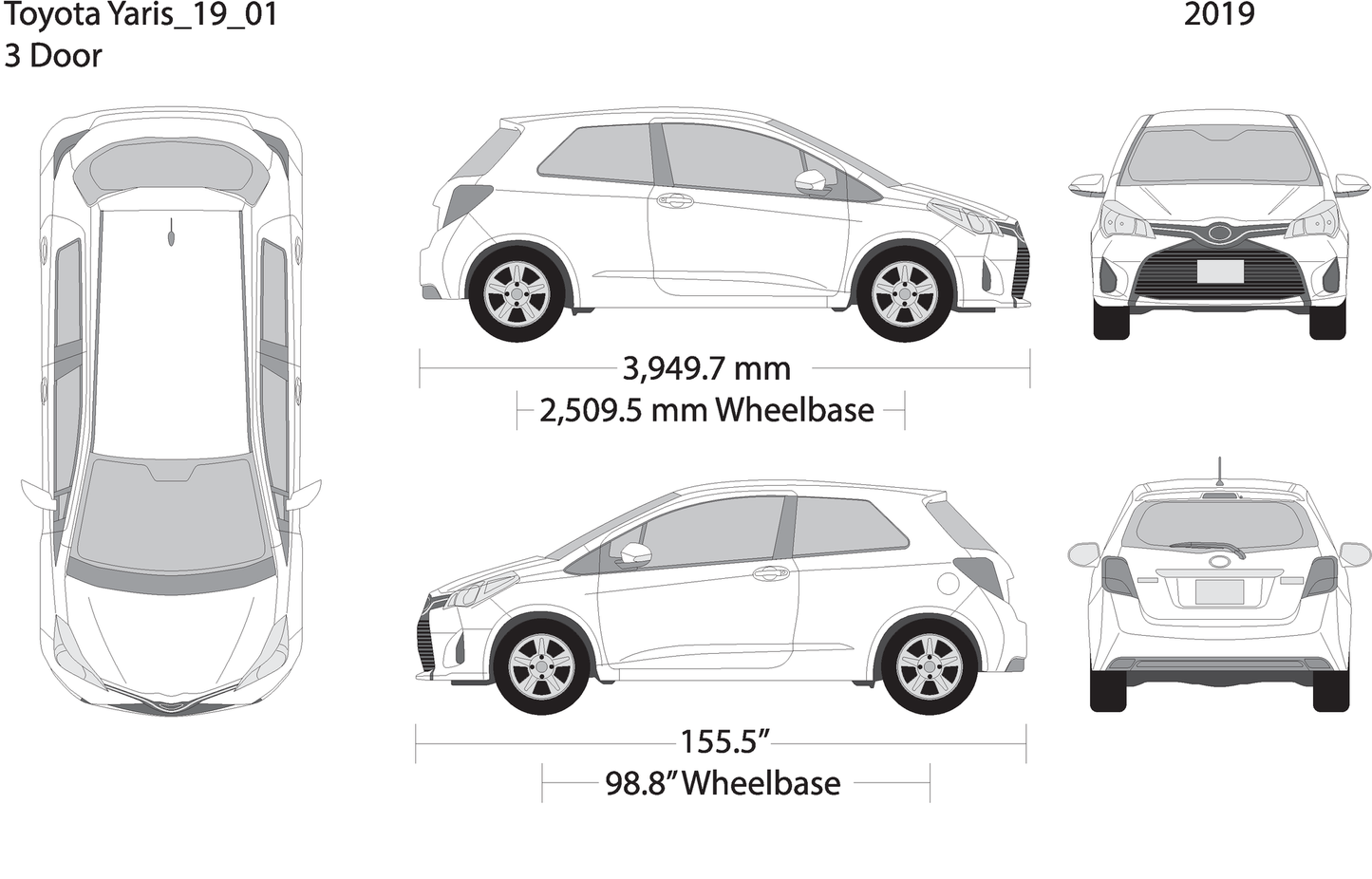 2019 Toyota Yaris V01 Vehicle Wrap Template