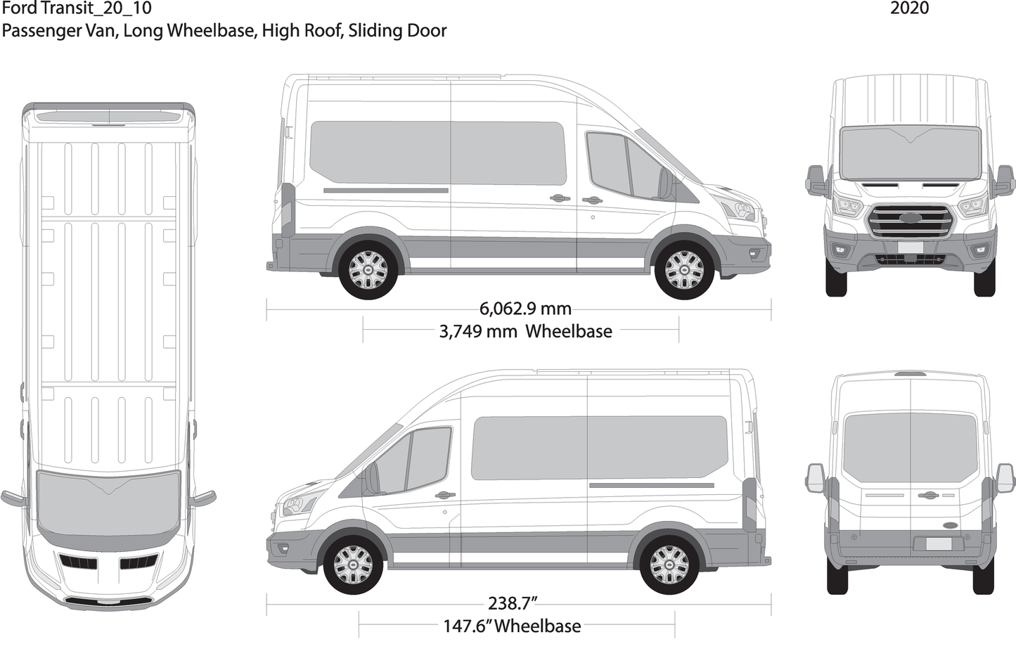 2020 Ford Transit Sliding Door V10 Vehicle Wrap Template