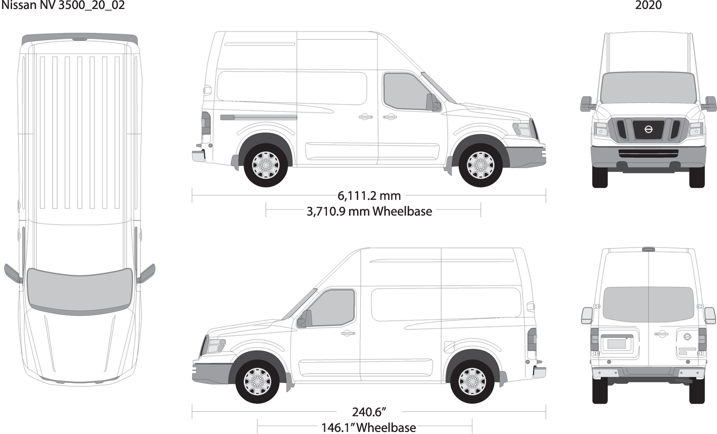 2020 Nissan Nv Cargo 3500 V02 Vehicle Wrap Template