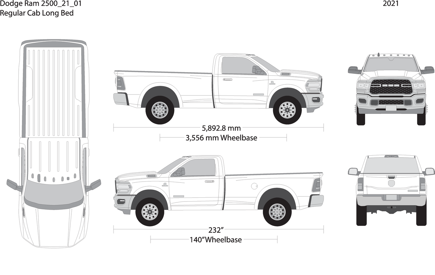 2021 Dodge Ram 2500 3500 V01 Vehicle Wrap Template