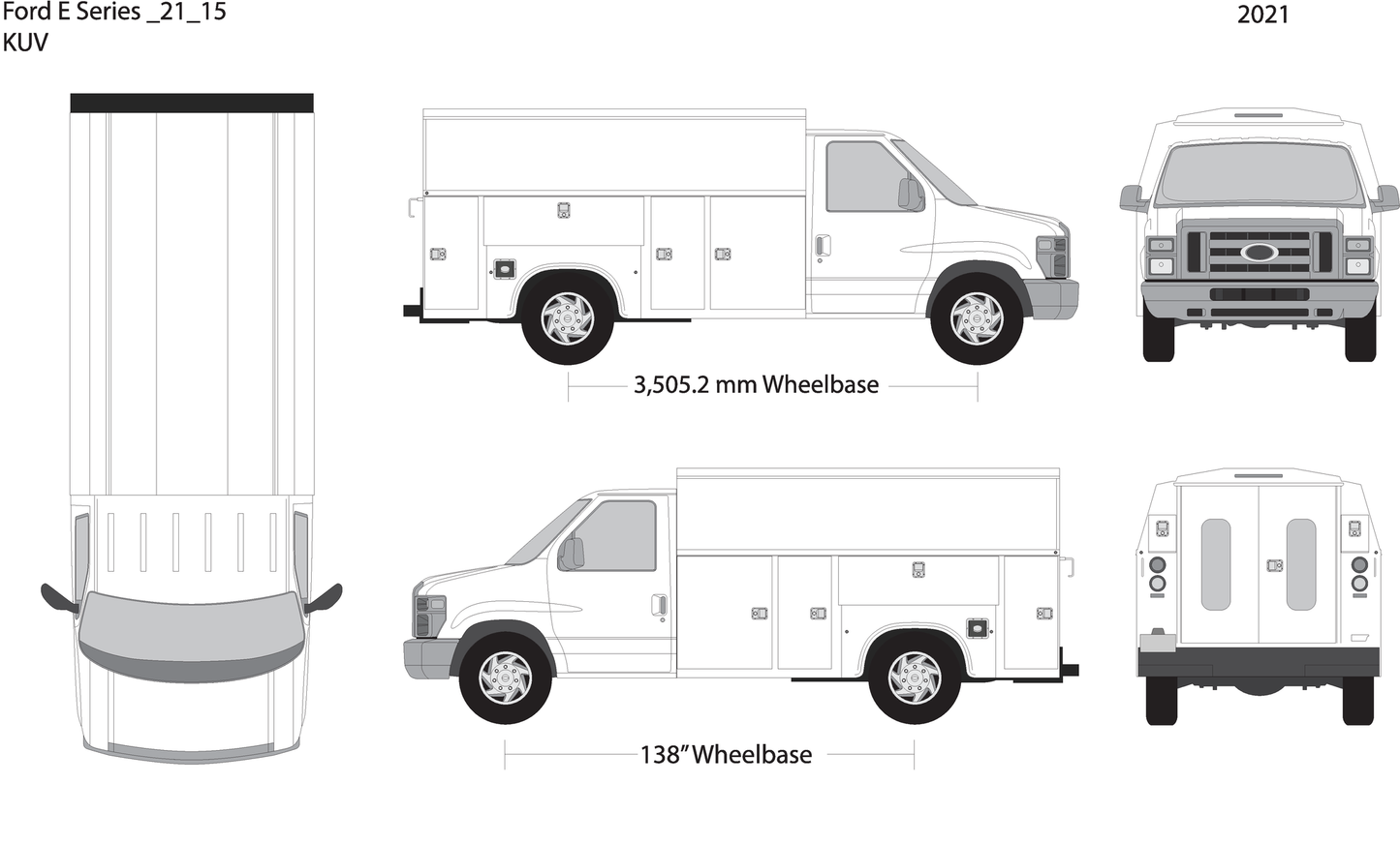 2021 Ford E Series V15 Vehicle Wrap Template