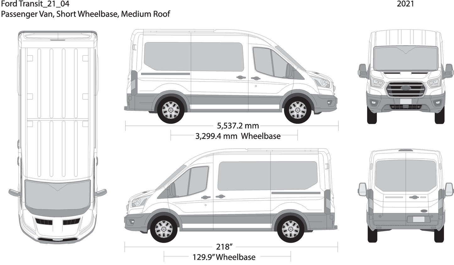 2021 Ford Transit Sliding Doors V04 Vehicle Wrap Template